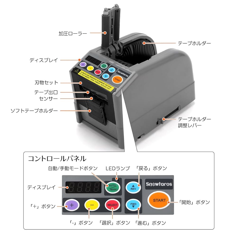 テープカッター 業務用 多機能 電動テープカッター マスキングテープ 2本カット Amazon.co.jp: Snowtaros オート テープカッター 業務用 多機能